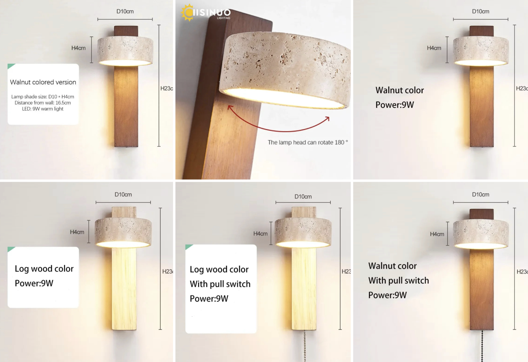 Kyoto™ Rotatable Travertine Wall Light