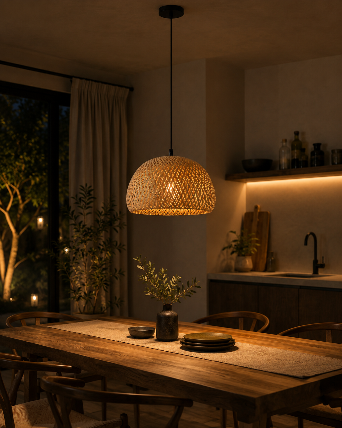 LUMIÈRE Handwoven Bamboo Ceiling Light