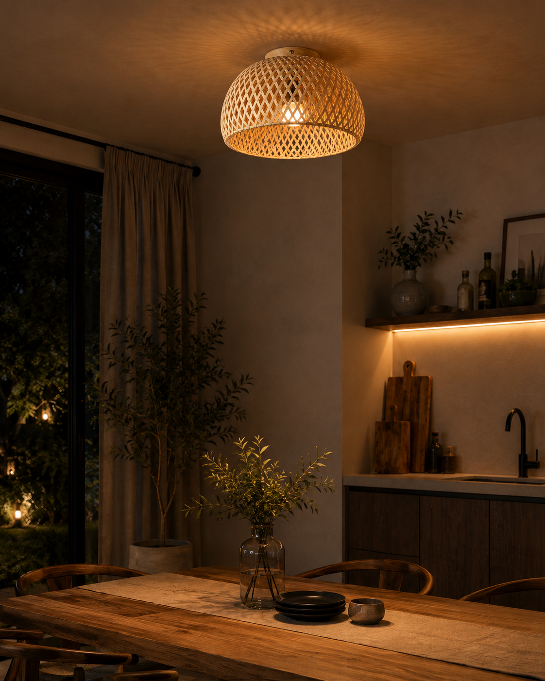 LUMIÈRE Handwoven Bamboo Ceiling Light
