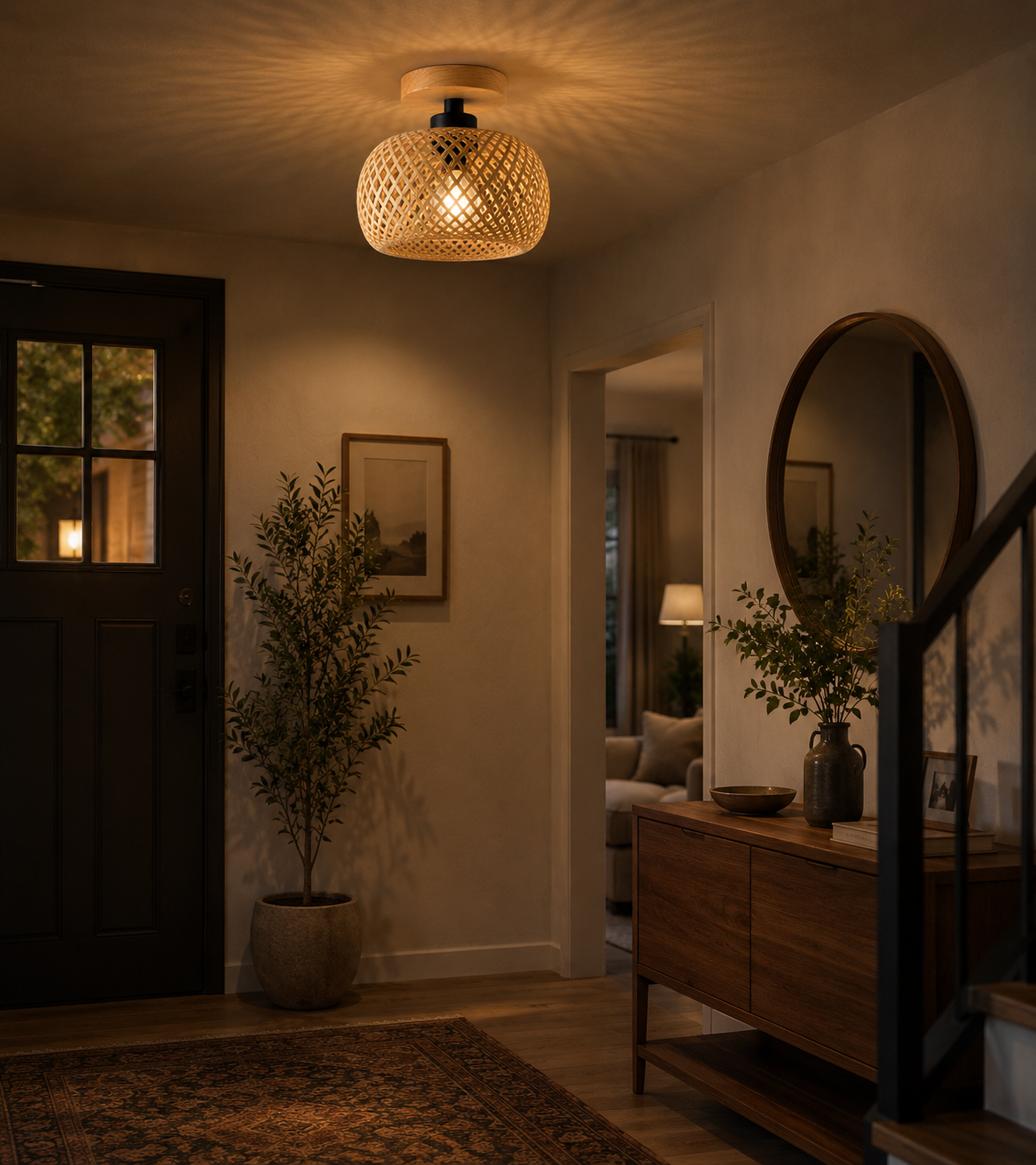 LUMIÈRE Handwoven Bamboo Ceiling Light