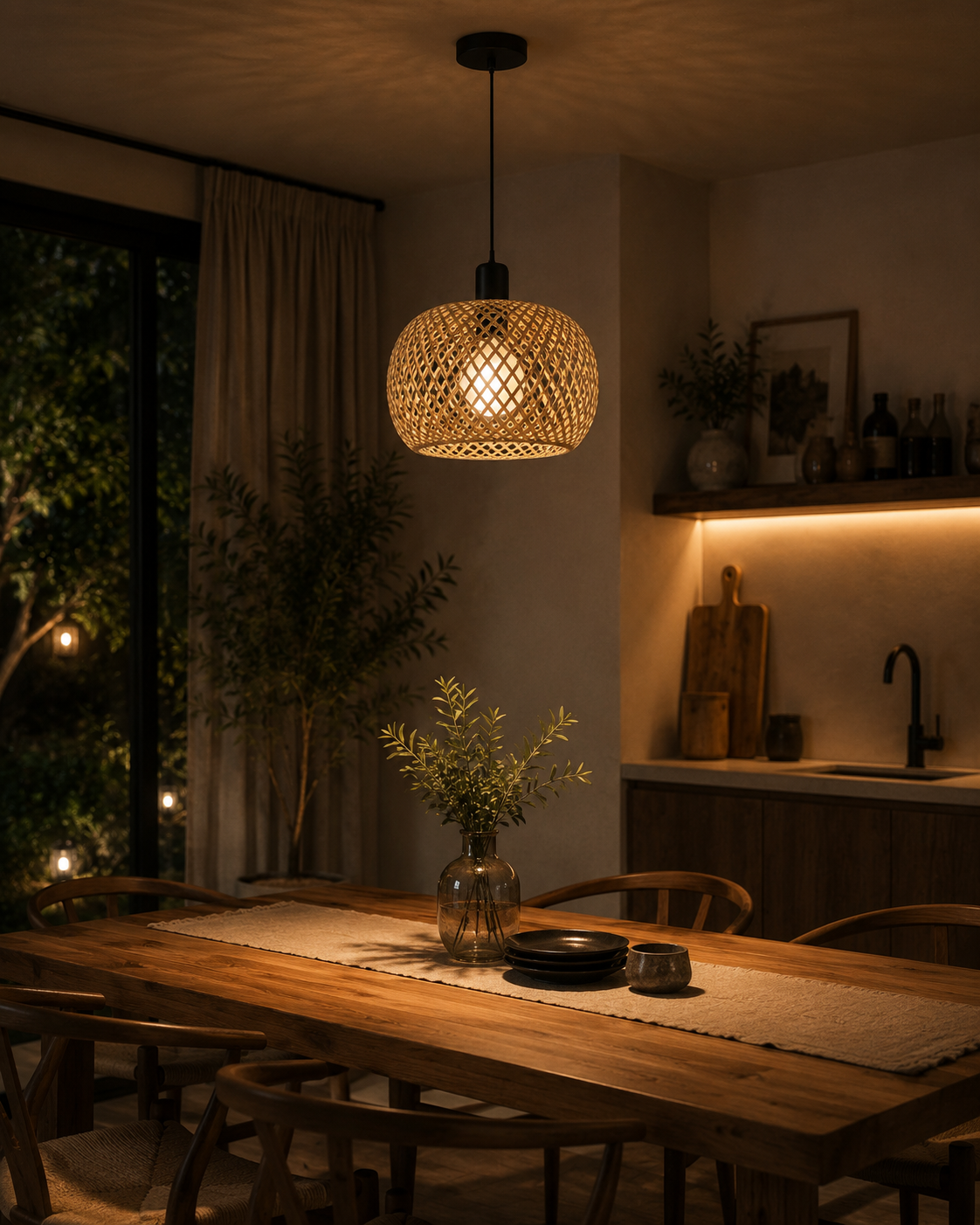 LUMIÈRE Handwoven Bamboo Ceiling Light